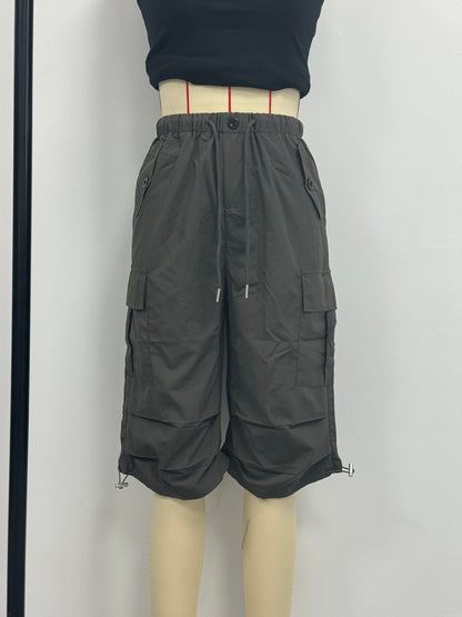 Mireille | Pantalones Capri Cargo de Secado Rápido para Mujer con Cintura Elástica y Cordón - Ligero y Elástico, Adecuado para - Pantalones de Exterior, Multi-Pantalones, Lavables a Máquina, Ajuste Suelto de Largo Medio para, Viajes, Vestimenta Casual