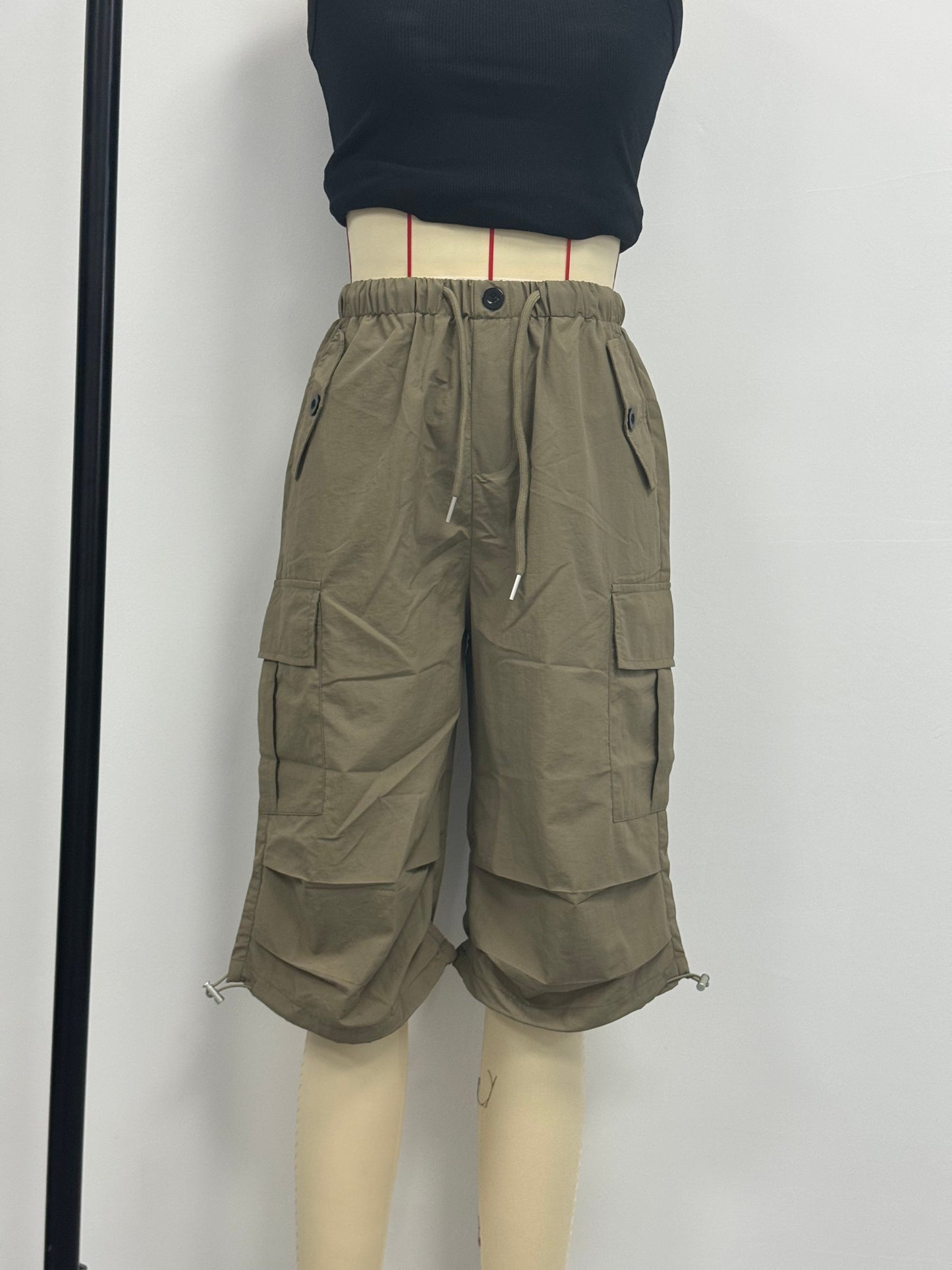 Mireille | Pantalones Capri Cargo de Secado Rápido para Mujer con Cintura Elástica y Cordón - Ligero y Elástico, Adecuado para - Pantalones de Exterior, Multi-Pantalones, Lavables a Máquina, Ajuste Suelto de Largo Medio para, Viajes, Vestimenta Casual