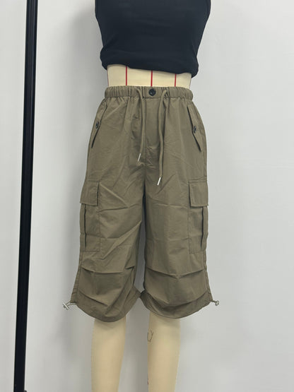 Mireille | Pantalones Capri Cargo de Secado Rápido para Mujer con Cintura Elástica y Cordón - Ligero y Elástico, Adecuado para - Pantalones de Exterior, Multi-Pantalones, Lavables a Máquina, Ajuste Suelto de Largo Medio para, Viajes, Vestimenta Casual