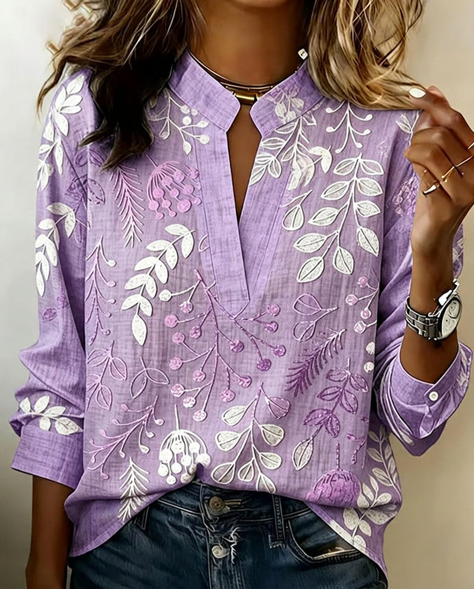 Kenzie™ Blusa de V Floral Suave