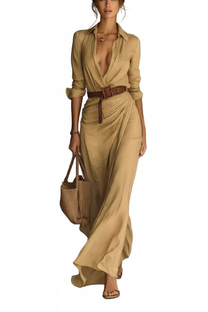 Auvéra™ Vestido maxi versátil de manga larga para look elegante