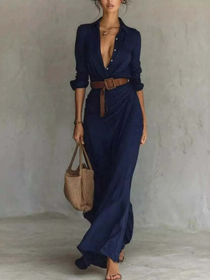Auvéra™ Vestido maxi versátil de manga larga para look elegante