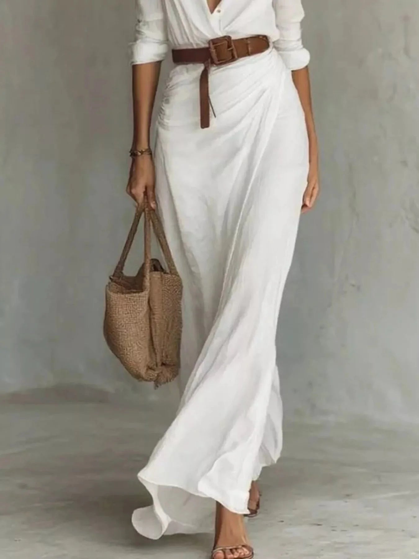 Auvéra™ Vestido maxi versátil de manga larga para look elegante