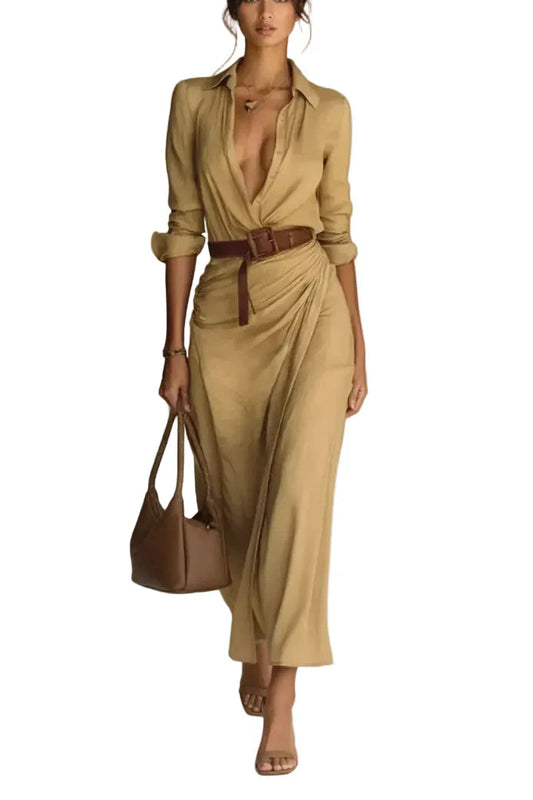 Auvéra™ Vestido maxi versátil de manga larga para look elegante