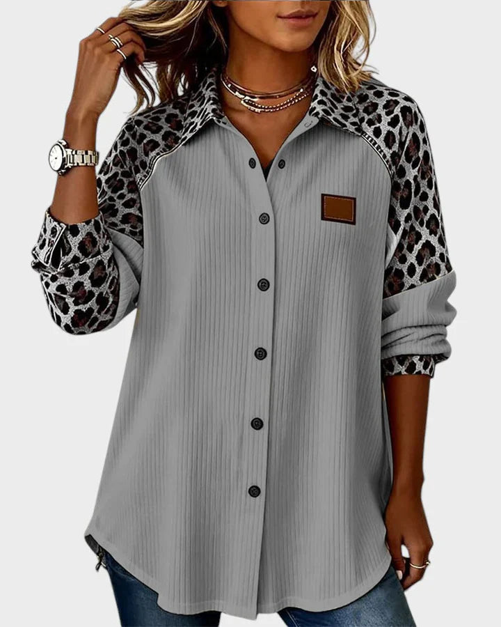 Serenova™ Blusa Relajada con Detalles Contrastantes
