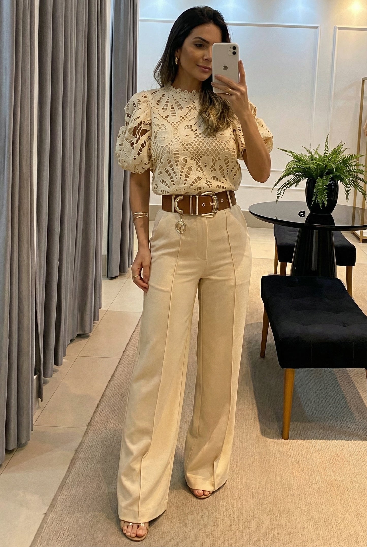 Sireva™ Conjunto Elegante de Blusa y Pantalón con Caída Fluida