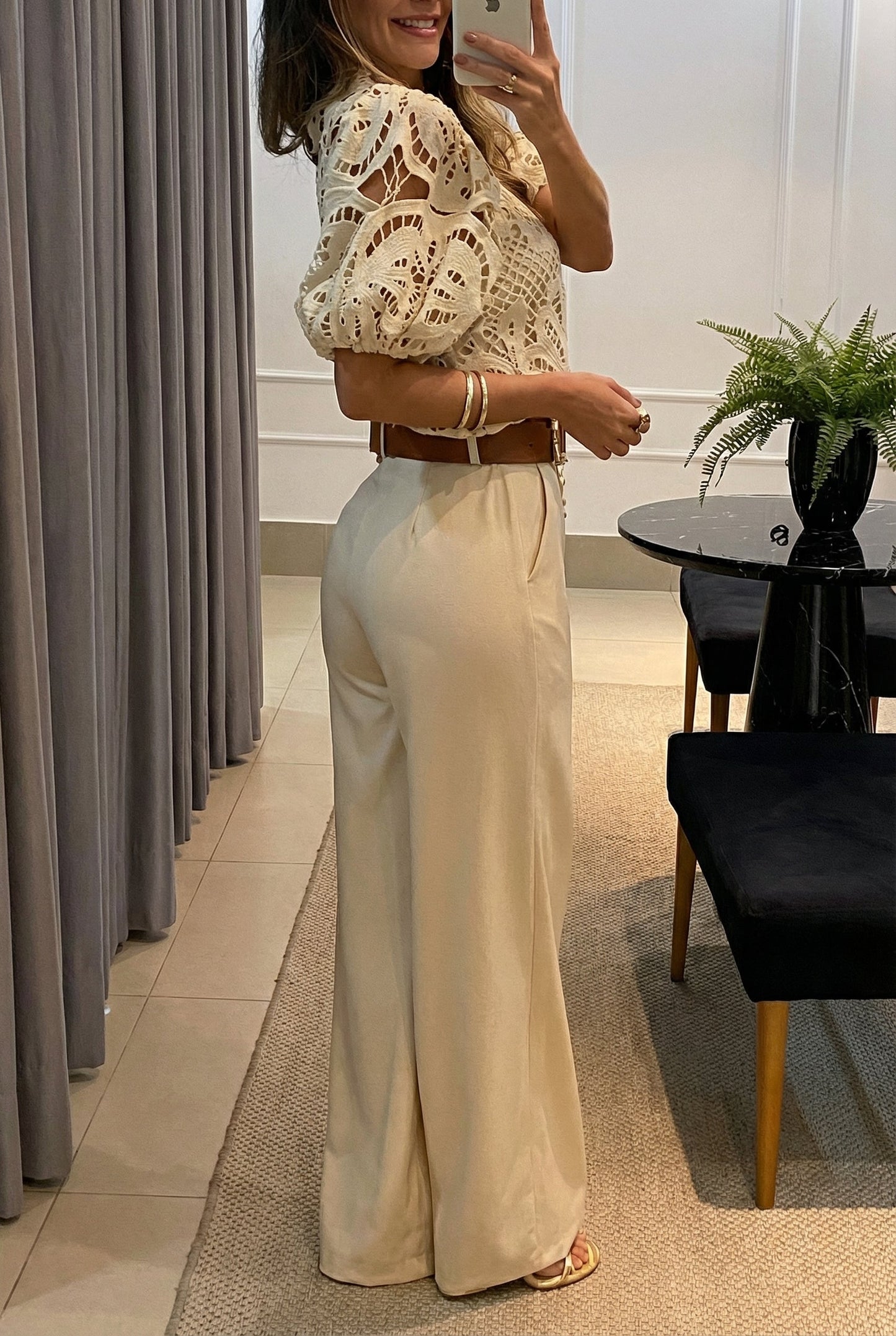 Sireva™ Conjunto Elegante de Blusa y Pantalón con Caída Fluida