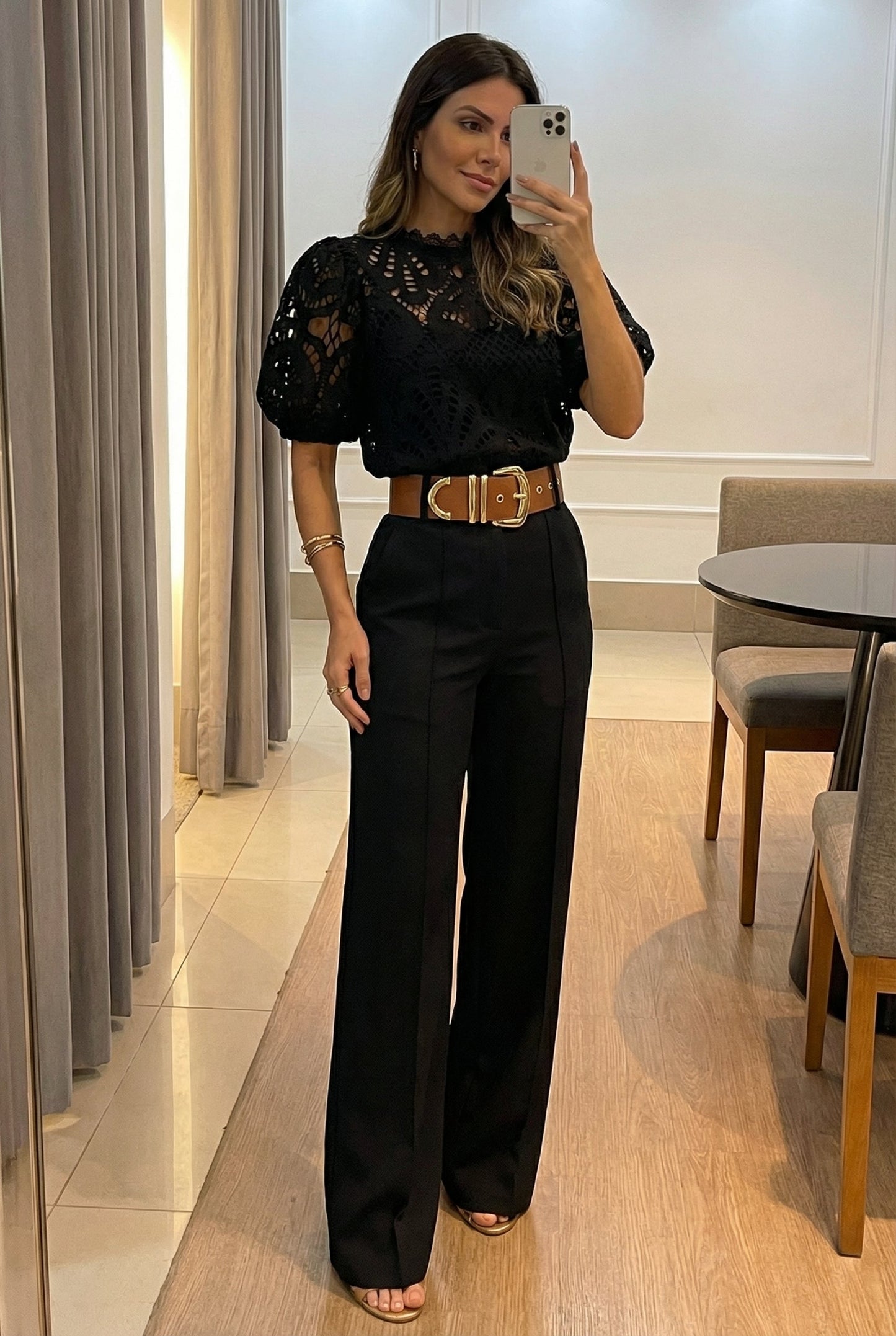 Sireva™ Conjunto Elegante de Blusa y Pantalón con Caída Fluida
