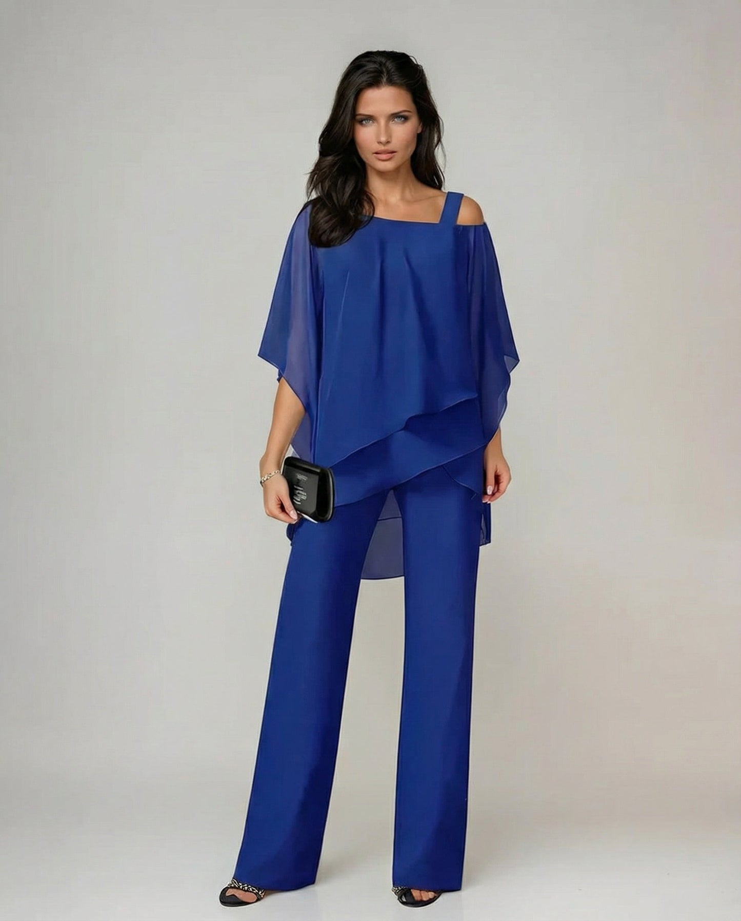 Orosette™ Conjunto moderno de top asimétrico y pantalón amplio