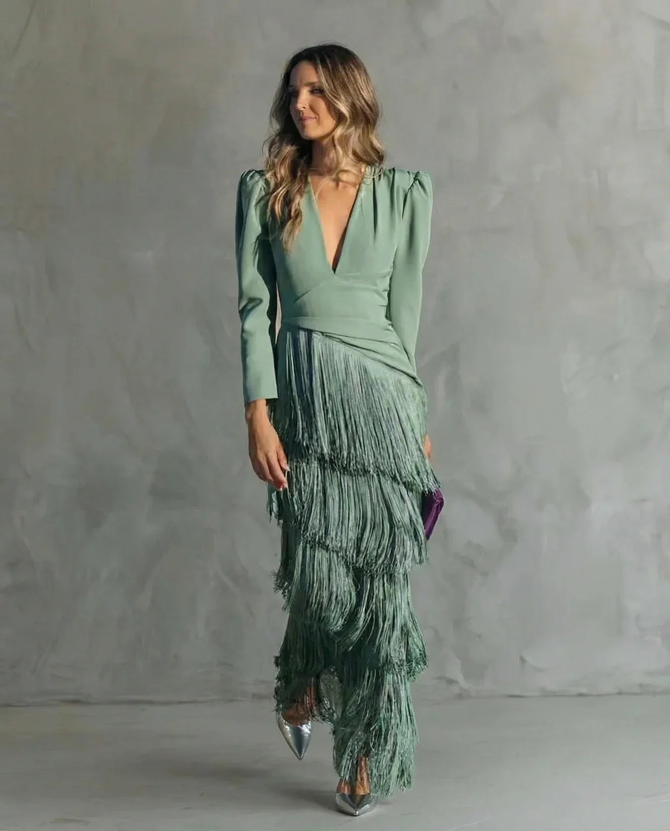 Sienna™ Vestido elegante con mangas de flecos