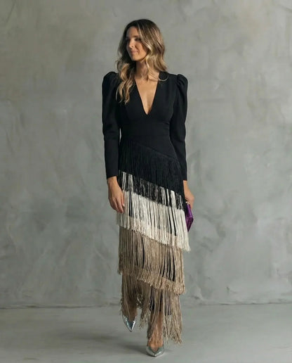 Sienna™ Vestido elegante con mangas de flecos