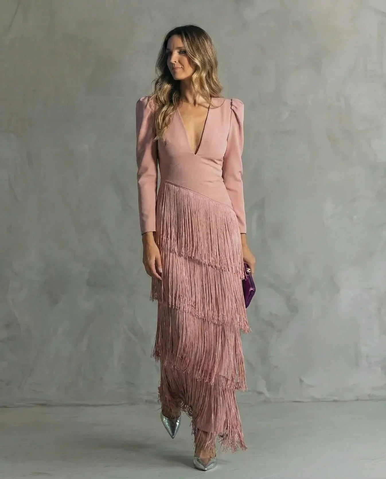 Sienna™ Vestido elegante con mangas de flecos