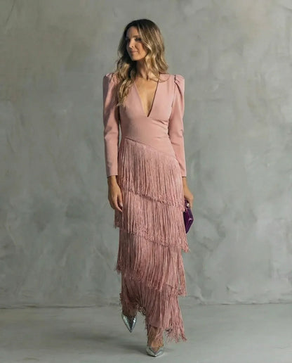 Sienna™ Vestido elegante con mangas de flecos