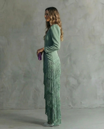 Sienna™ Vestido elegante con mangas de flecos
