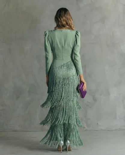 Sienna™ Vestido elegante con mangas de flecos
