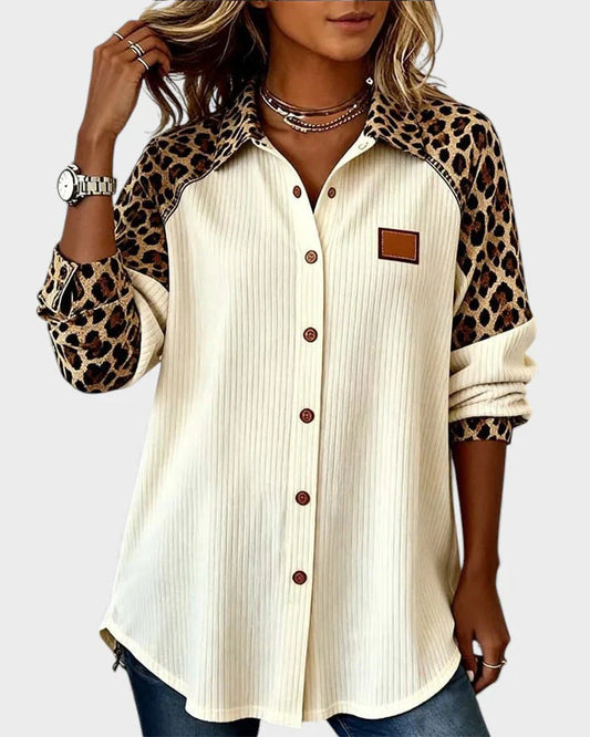 Serenova™ Blusa Relajada con Detalles Contrastantes