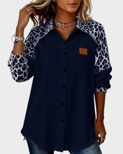 Serenova™ Blusa Relajada con Detalles Contrastantes