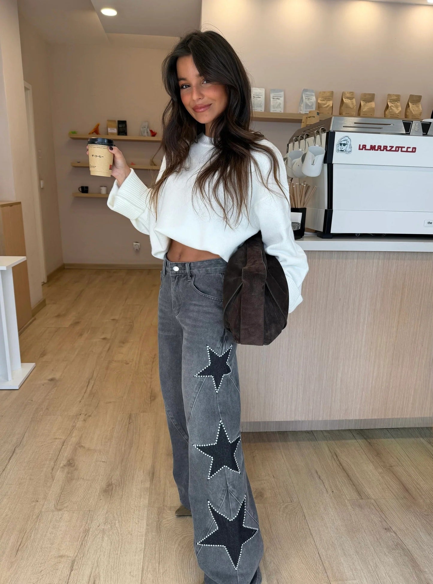 Solmira™ Jeans rectos con estrellas estilo moderno para mujer