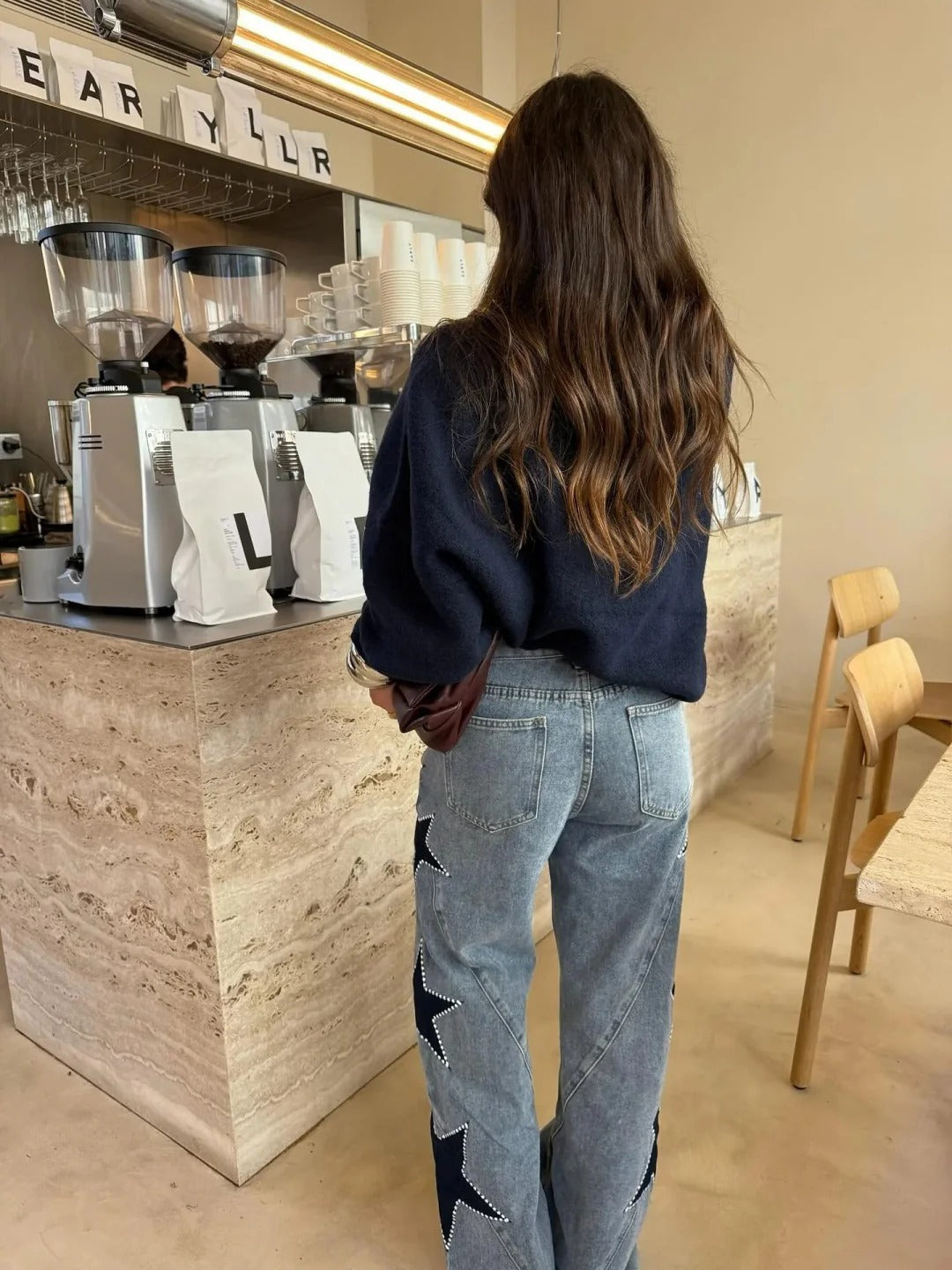 Solmira™ Jeans rectos con estrellas estilo moderno para mujer