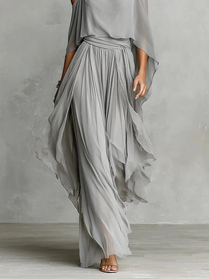 Marvynne™ Conjunto fluido gris con top de tirantes y pantalones ligeros