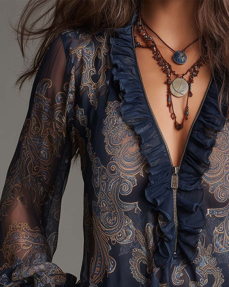 Arden™ Blusa Elegante con Media Cremallera y Corte Moderno