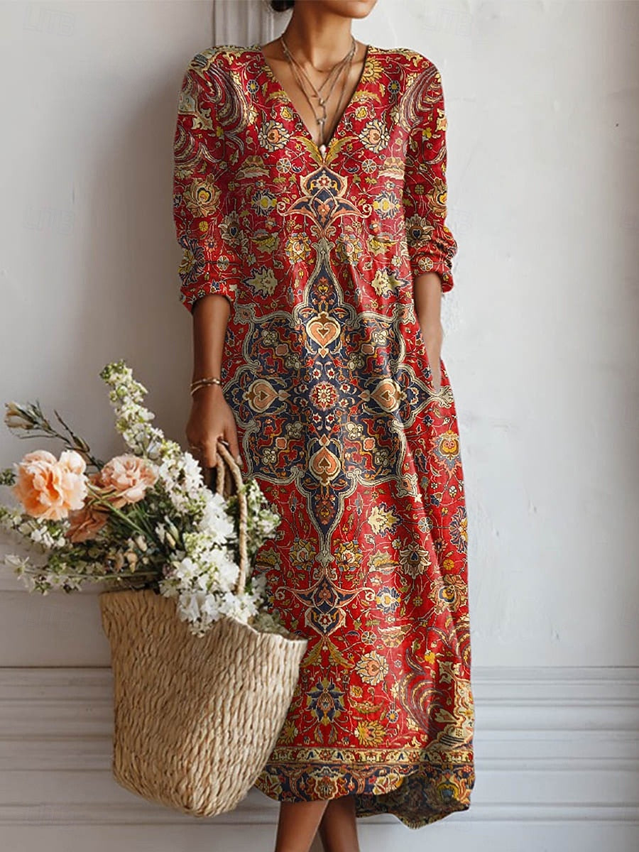 Voreya™ Vestido Largo Étnico con Diseño Fluido y Elegante