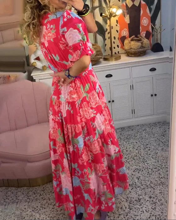 Orla™ Vestido Estampado Elegante con Escote en V y Bolsillos