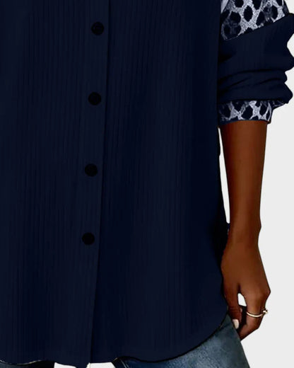Serenova™ Blusa Relajada con Detalles Contrastantes