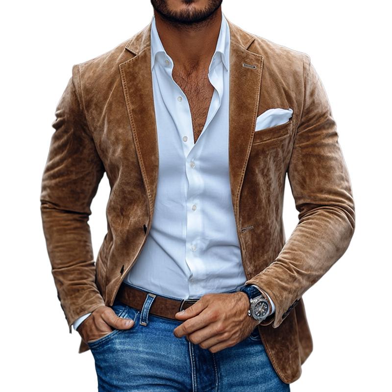 Brontel™ Blazer de Suede Dos Botones Corte Clásico
