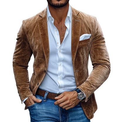 Brontel™ Blazer de Suede Dos Botones Corte Clásico