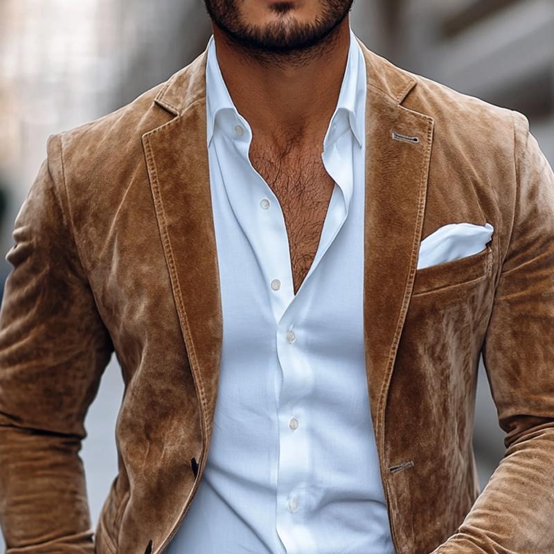 Brontel™ Blazer de Suede Dos Botones Corte Clásico