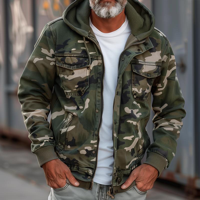 Cavonni™ Chamarra Cargo Camuflaje con Capucha y Bolsillos Múltiples