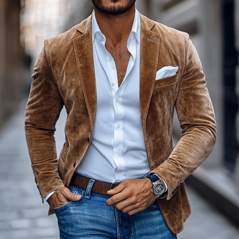 Brontel™ Blazer de Suede Dos Botones Corte Clásico