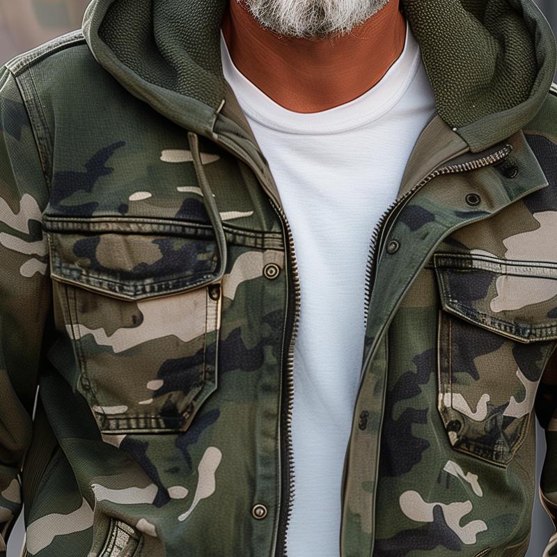 Cavonni™ Chamarra Cargo Camuflaje con Capucha y Bolsillos Múltiples