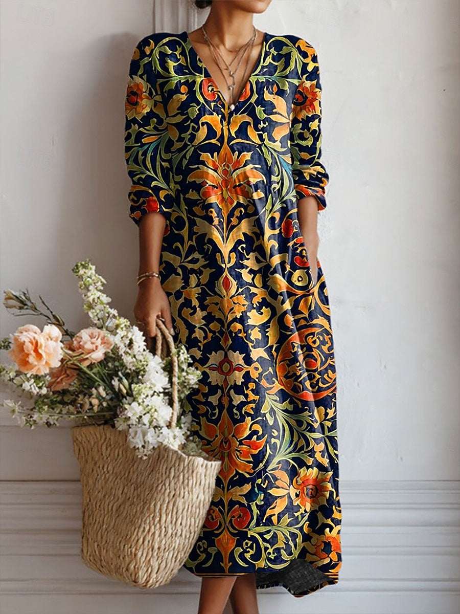 Voreya™ Vestido Largo Étnico con Diseño Fluido y Elegante