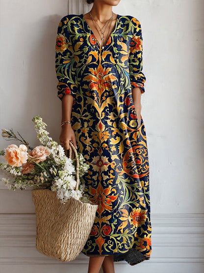 Voreya™ Vestido Largo Étnico con Diseño Fluido y Elegante