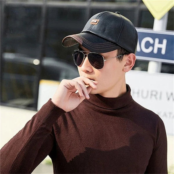 Olivaro™ Gorra de Cuero Cálida para Hombre Ideal para Otoño e Invierno