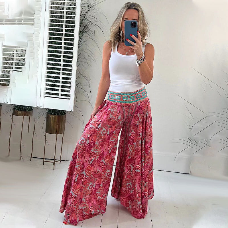 Mavis™ Pantalones elásticos con estampado étnico