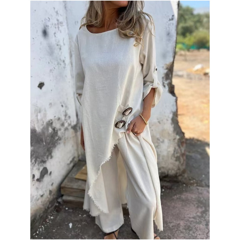 Quivelle™ Conjunto Elegante de Algodón y Lino de 2 Piezas