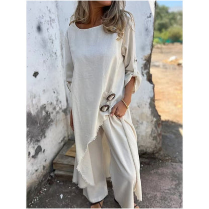 Quivelle™ Conjunto Elegante de Algodón y Lino de 2 Piezas