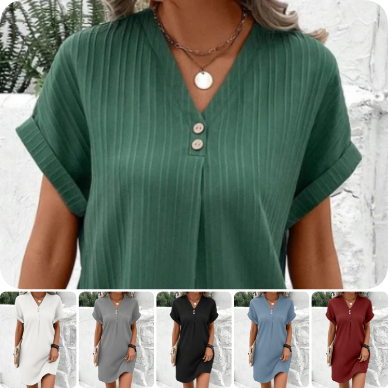 Gorevia™ Prenda Monocromática para Mujer con Cuello en V Elegante