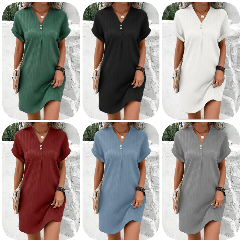 Gorevia™ Prenda Monocromática para Mujer con Cuello en V Elegante