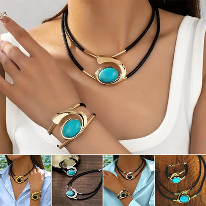 Suri™ Conjunto de collar y pulsera estilo vintage boho