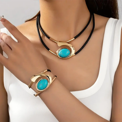 Suri™ Conjunto de collar y pulsera estilo vintage boho