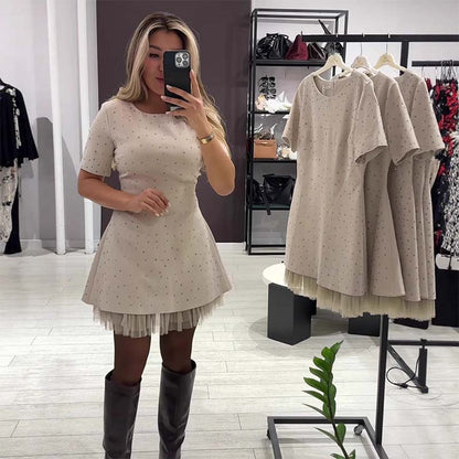 Rovienna™ Vestido corto con encaje y brillo sofisticado