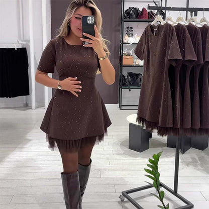 Rovienna™ Vestido corto con encaje y brillo sofisticado