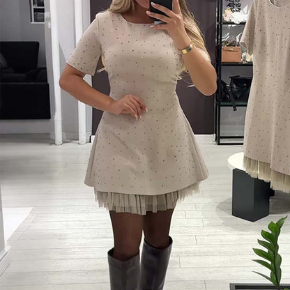 Rovienna™ Vestido corto con encaje y brillo sofisticado