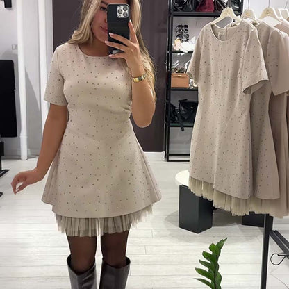 Rovienna™ Vestido corto con encaje y brillo sofisticado