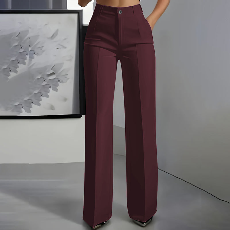 Yarevée™ Pantalón de Traje Tiro Alto Corte Recto