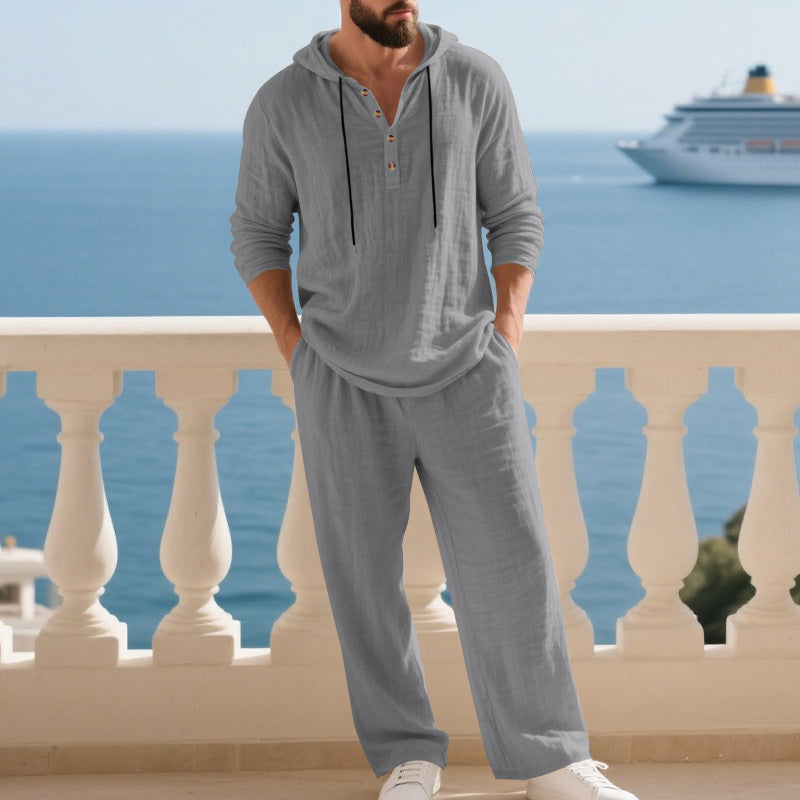 Indirae™ Conjunto masculino de 2 piezas: sudadera holgada con capucha y pantalones